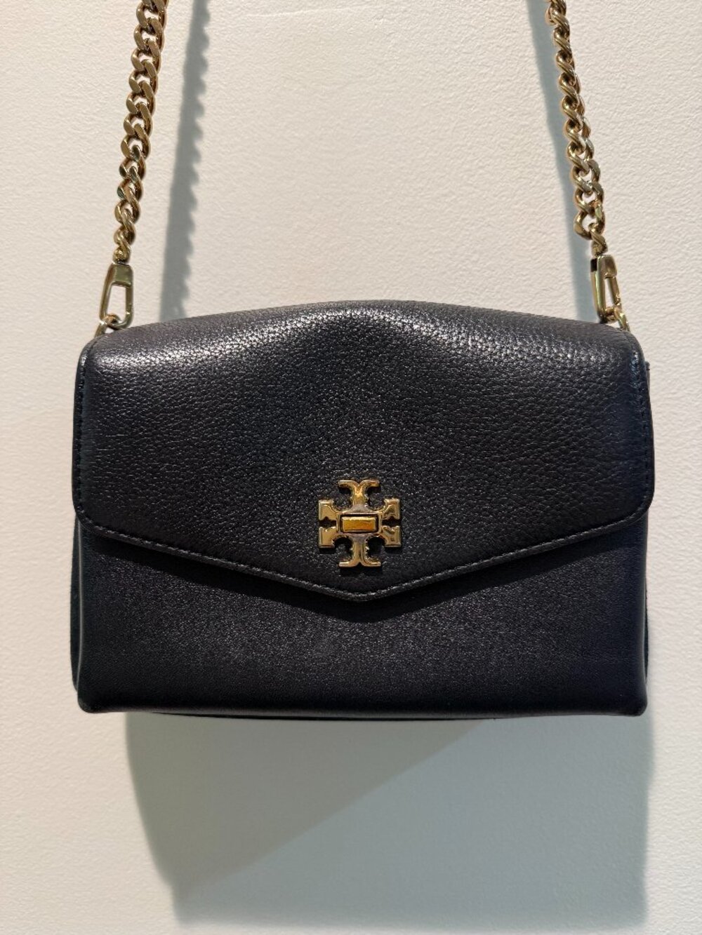 Tory Burch - Kira - Pebbled Leather - Chain Strap Crossbody Bag - Black